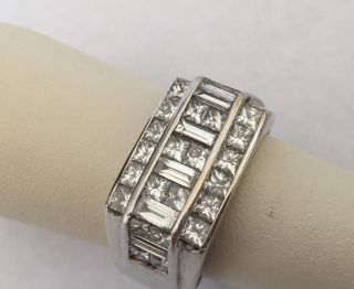 Vintage 14k White Gold Diamond Ring 3.  75 TCW G - H VS2 Tailored & Classic 2