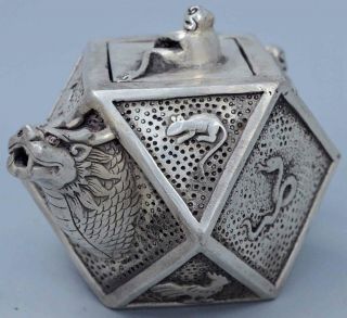 Collectable Handwork Souvenir Miao Silver Carve 12 Zodiac Ball Auspicious Teapot 2