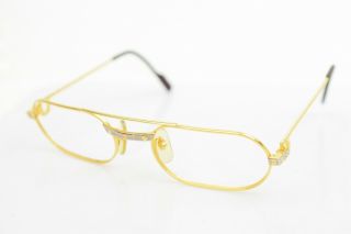 Authentic Cartier Eyeglass Frame Santos Gold X Bordeaux No Lenses 1102299