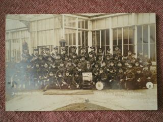 Ww1 1916 80th Battalion Canadian Divisional Band Photo Post Card From Bandleader