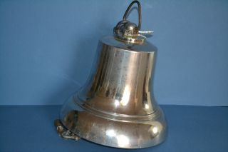 Large Antique Mid 20th Century Chrome / Nickel Plated Bronze Ships Bell,  c 1950 10