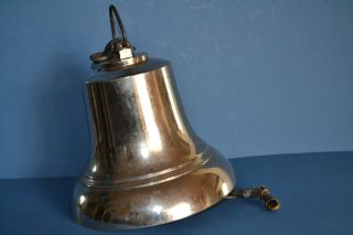 Large Antique Mid 20th Century Chrome / Nickel Plated Bronze Ships Bell,  C 1950
