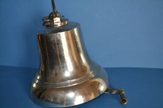 Large Antique Mid 20th Century Chrome / Nickel Plated Bronze Ships Bell,  c 1950 2