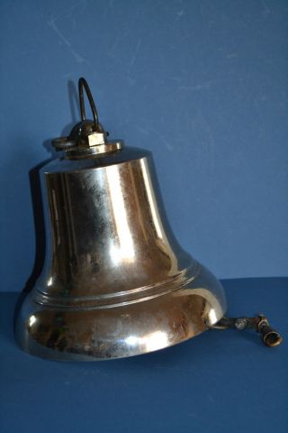 Large Antique Mid 20th Century Chrome / Nickel Plated Bronze Ships Bell,  c 1950 6