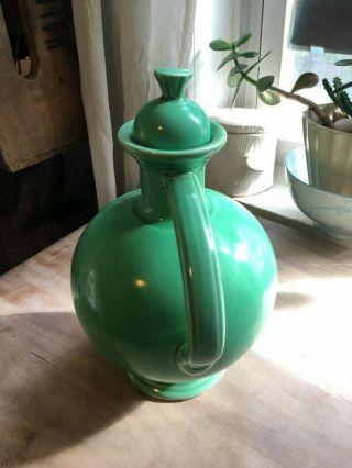 vintage green Fiestaware carafe with corked lid 3