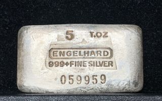 Engelhard Vintage 5 Ozt Silver Ingot (bar) 7 Series Very Rare Convex Stamp