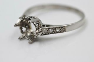 Art Deco Platinum Rose Cut Diamond Engagement Semi - Mount For 1ct Diamond