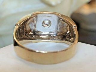 ESTATE VINTAGE 14K GOLD NATURAL DIAMOND MEN ' S BAND RING WEDDING SIGNED SKAL 6