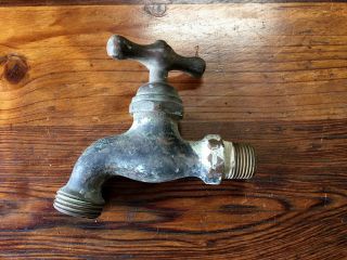Antique Vintage Brass Garden Hose Water Spigot Faucet Knob Steampunk (45)