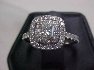 ESTATE NEIL LANE 1.  42ctw NATURAL PRINCESS DIAMOND HALO RING 14K WHITE GOLD sz7 5