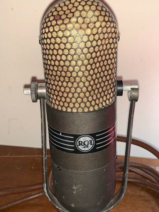 VINTAGE OLD RCA 77DX ANTIQUE RADIO TV STUDIO RIBBON MICROPHONE W/ STAND NR 6