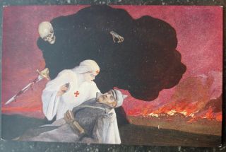 Wwi Anti Germany Bloody Skull Death Injustice Nurse Uk Propaganda Postcard Rrr
