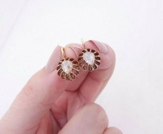 15ct Rose Gold Rose Cut Diamond Earrings,  Victorian