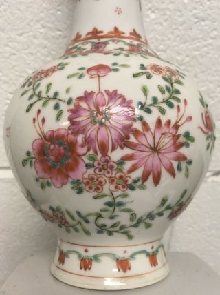 Finely Painted Antique Chinese Famille Rose Qing Porcelain 9” Vase 2