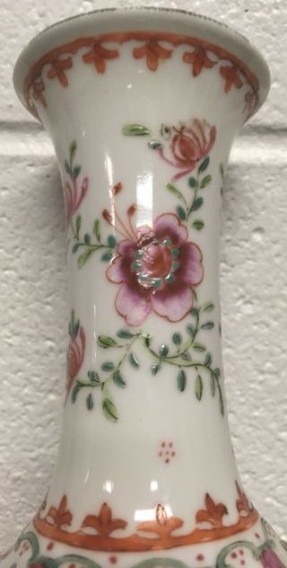 Finely Painted Antique Chinese Famille Rose Qing Porcelain 9” Vase 3