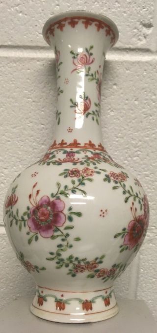 Finely Painted Antique Chinese Famille Rose Qing Porcelain 9” Vase 4