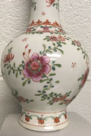 Finely Painted Antique Chinese Famille Rose Qing Porcelain 9” Vase 5