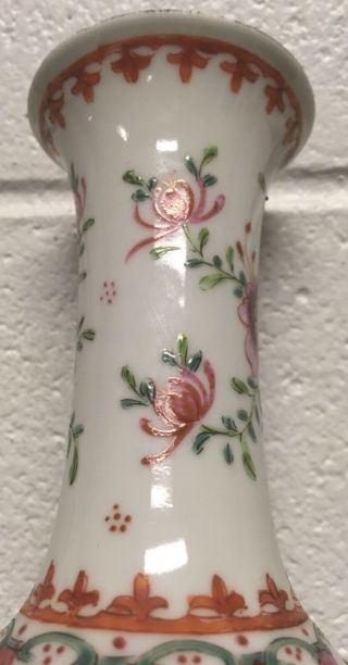 Finely Painted Antique Chinese Famille Rose Qing Porcelain 9” Vase 6