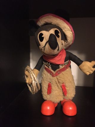Rare 1930 Mickey Mouse Antique Knickerbocker Cowboy Doll Early Complete