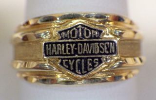 Vintage 10k Y Gold Harley Davidson Motorcycle Bike Ring 6.  93 Grams Size 10.  75