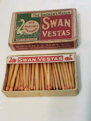 Ww L Era Swan Vestas Very Rare Cigarette Matchbox With Matches Made In England