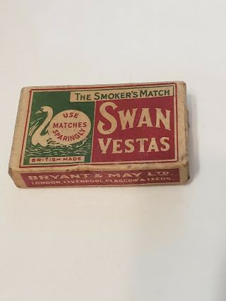 WW l Era Swan Vestas Very Rare Cigarette Matchbox With Matches Made in England 2