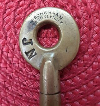 RARE ANTIQUE VINTAGE BRASS BARREL KEY STAMPED CRR of IA S 4