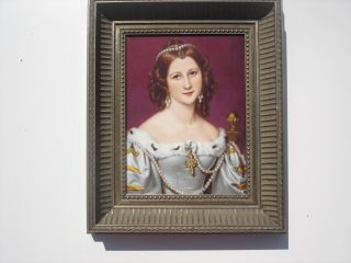 Rare Vintage RPM Germany Porcelain Plaque Art Transfer In Frame Lady 9 2