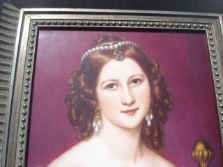 Rare Vintage RPM Germany Porcelain Plaque Art Transfer In Frame Lady 9 3