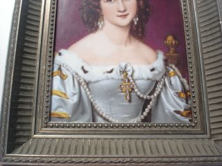 Rare Vintage RPM Germany Porcelain Plaque Art Transfer In Frame Lady 9 4