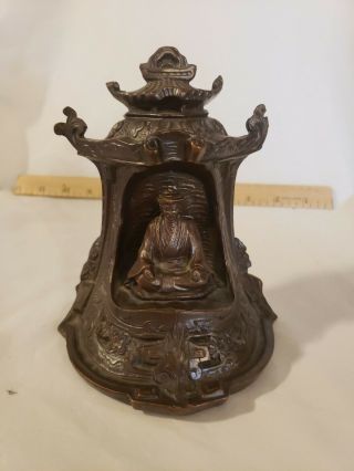 Antique K&o Kronheim Oldenbusch Bronze Spelter Pagoda Priest Figure Bookend