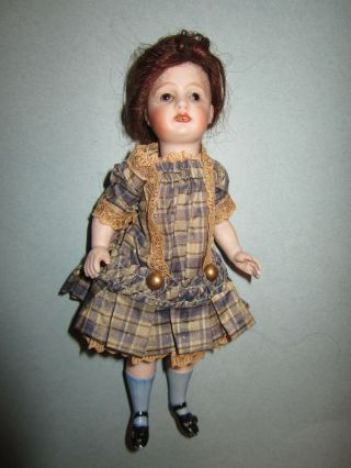 Early Antique 6 1/2 " All Bisque Kestner Mignonette Doll Large Example