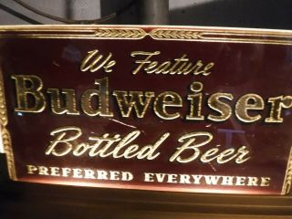 Vintage Budweiser Beer Lighted Counter Top Glass Sign bar 3