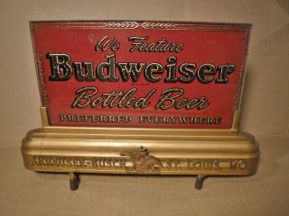 Vintage Budweiser Beer Lighted Counter Top Glass Sign bar 4