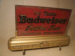 Vintage Budweiser Beer Lighted Counter Top Glass Sign bar 5