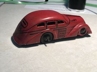 Antique Marx Tin Wind Up Toy Tricky Fire Chief Car 1930’s 1940’s Shape 4