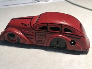 Antique Marx Tin Wind Up Toy Tricky Fire Chief Car 1930’s 1940’s Shape 7