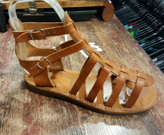 Handmade Leather Sandals Greek Production Classic High Design Ancient Style