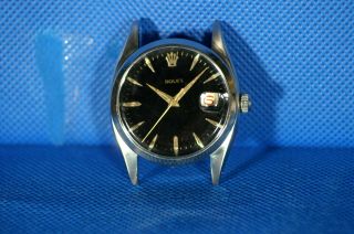 Vintage Rolex 6494 Black Dial Roulette Date Watch Head