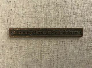 Library Bureau Sole Makers File Card Cabinet Hardware Plaque Sign Antique