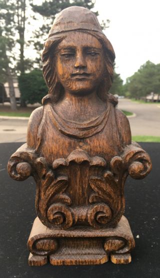 Great Antique Black Forest Carved Wood Classical Figure Wall Plaque