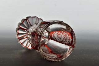 19th Century Bohemian Art Glass Cut Crystal Spill Vase w/ Engraved Floral Motif 5