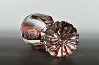 19th Century Bohemian Art Glass Cut Crystal Spill Vase w/ Engraved Floral Motif 6