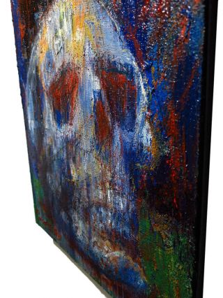 SKULL OIL PAINTING VINTAGE IMPRESSIONIST ART REALISM SIGNED ABSTRACT A 8