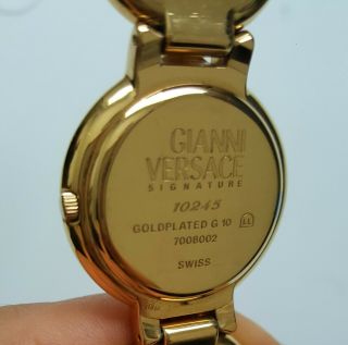 Vintage GIANNI VERSACE SIGNATURE Gold Plated Medusa Head Bracelet Watch w/ box 2