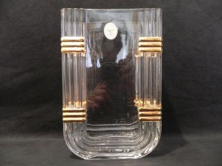 Large Vintage Christian Dior Crystal Gilded Scrolled Ribbed Vase Mcm