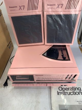 Vintage PINK Panasonic SG - X7 Stereo Record Player Turntable SB - X7 2