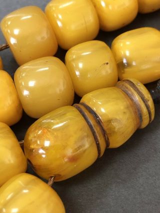 Antique Miscky Butter Scotch Yellow Amber Bakelite Islamic Prayer 33 Beads 62g