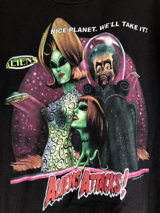 Vintage 90s Alien Workshop Mars Attacks Parody Aliens Work T Shirt 2