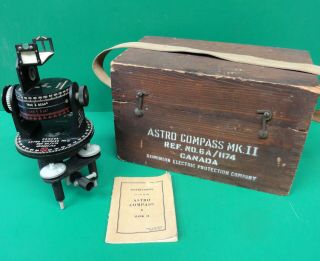 R.  C.  A.  F.  Mk Ii Astro Compass W/wood Carrying Case